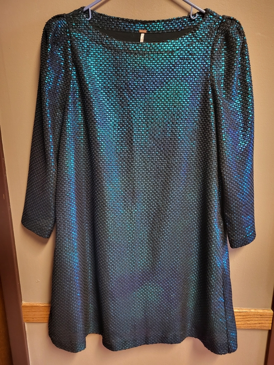 Free People Dresses & Skirts - Free People Diamonds Are Forever Iridescent Blue-Black Mermaid Mini Dress